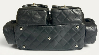 Chanel 2005 Small Cambon Reporter Black Lambskin Handbag SHW
