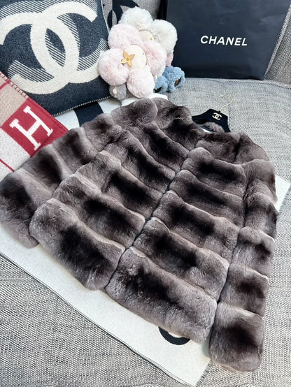 Dior brown/grey fur coat