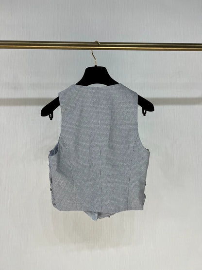 Chanel 24P Grey striped Vest