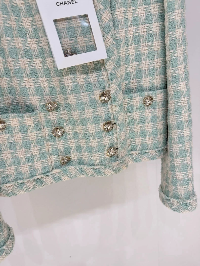 Chanel 23S green Mint tweed Jacket