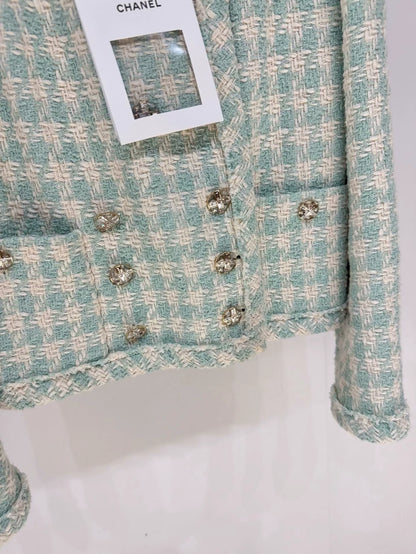 Chanel 23S green Mint tweed Jacket