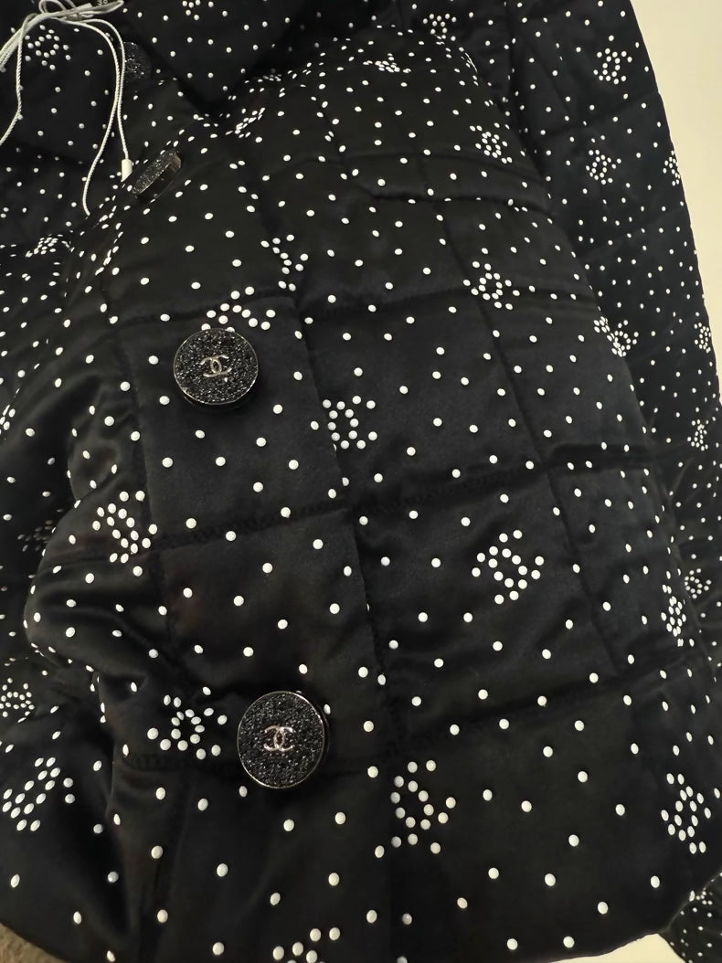 Chanel 24B Black Polka Dot All-C Logo Jacket