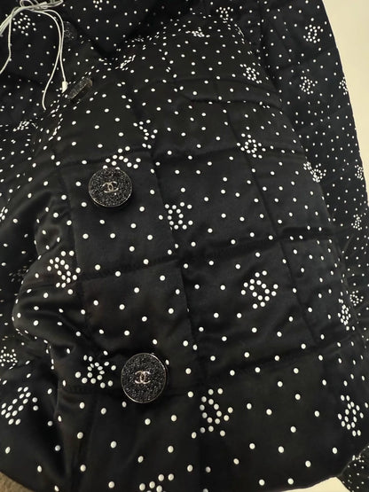Chanel 24B Black Polka Dot All-C Logo Jacket