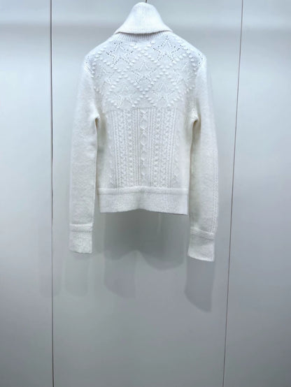 Chanel 23N ecru cashmere turtleneck sweater