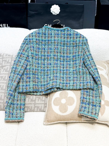 Chanel 25A blue tweed jacket