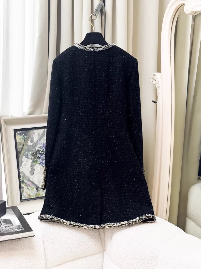 Chanel 25K Black tweed coat with Silver gold details – Wararni.com