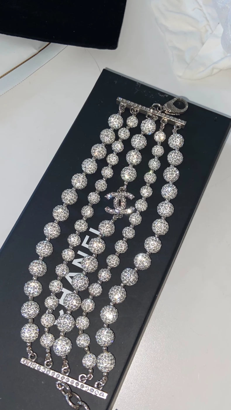 Chanel 18s Waterfall Collection Multi-Layer Crystal Ball Bracelet