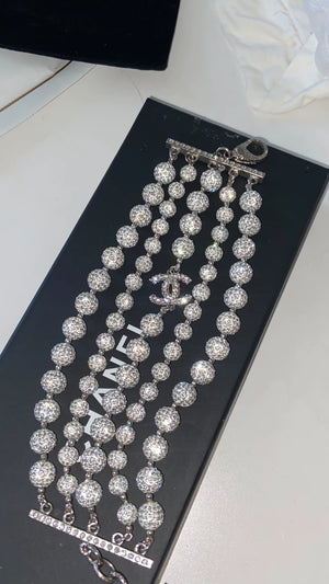 Chanel 18s Waterfall Collection Multi-Layer Crystal Ball Bracelet