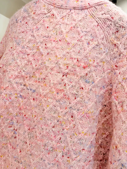 Chanel 17A pink cashmere tweed cardigan