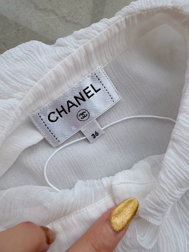 Chanel 25s white silk shirt