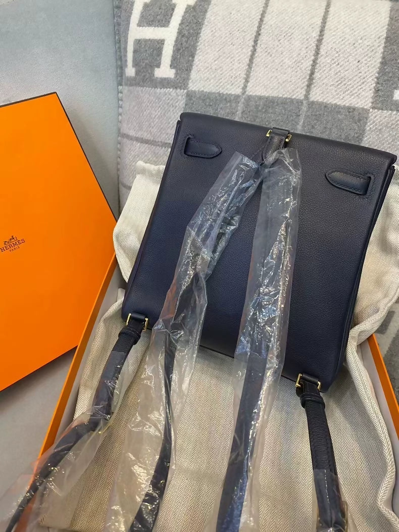 Hermes Kelly Ado Midnight Blue Leather Gold Hardware