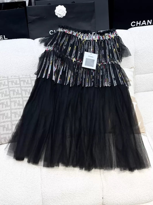 Chanel 23A black tulle skirt
