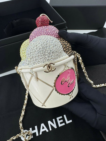 Chanel 2026 Rhinestone Gelato Ice Cream Multicoloured Minaudière Evening Bag
