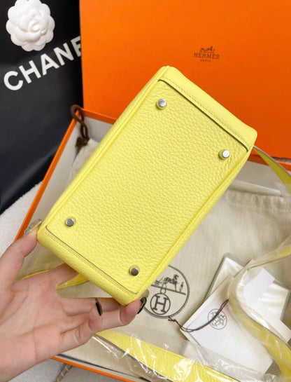 Hermes Mini Lindy 20 Limoncello Clemence Palladium Hardware