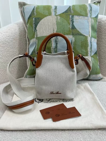 Loro Piana canvas and Bale mini bucket bag