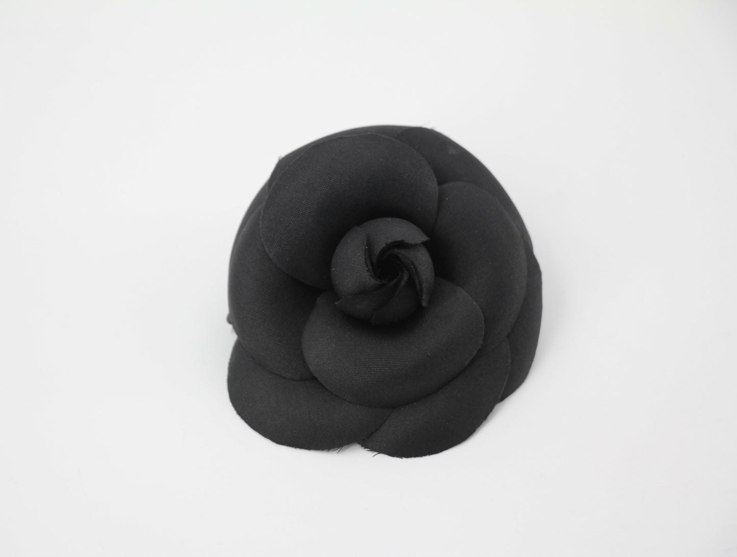 Chanel Vintage 81-85 Silk Black Camellia Brooch