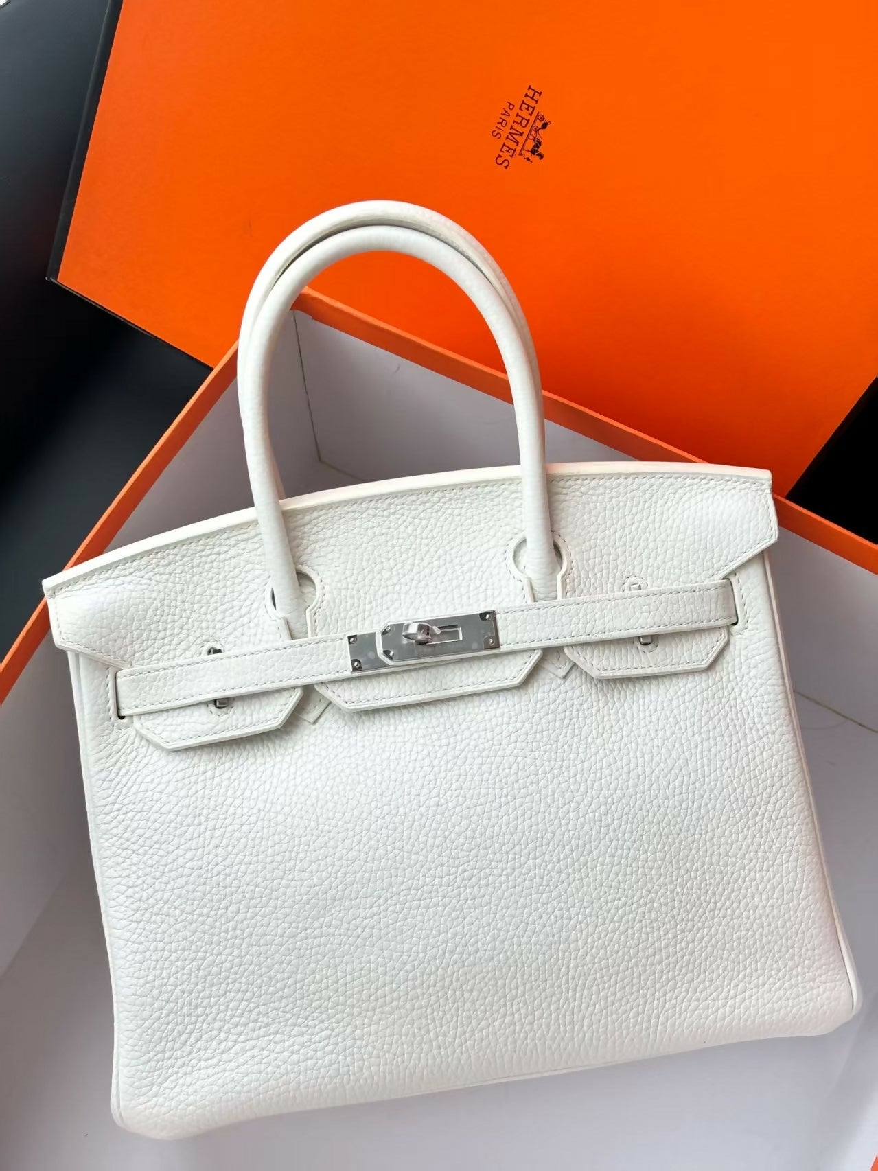 Hermès Birkin 30 Blanc Clemence Leather with Palladium Hardware