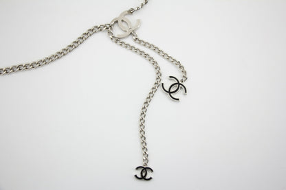 Chanel Vintage 09V Enamel Black & Silver-Tone Metal Waist Chain/Necklace
