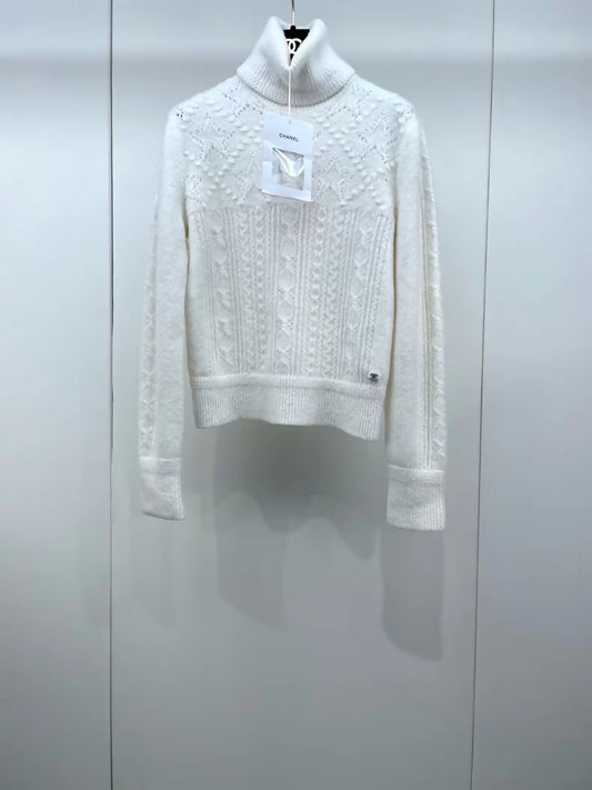Chanel 23N Ski Collection Knitted Turtleneck Cashmere Sweater