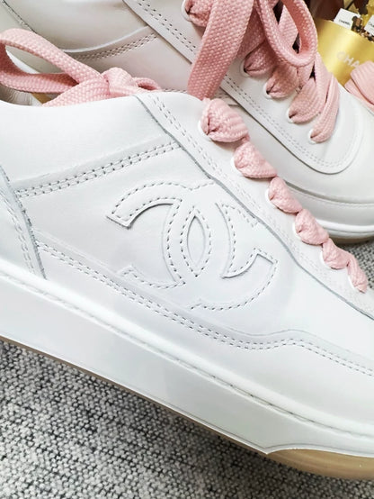 Chanel 24p popular pink and white color-blocked sneakers