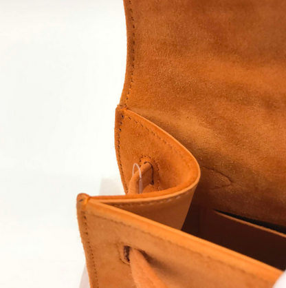 Hermes Mini Kelly Pochettes Orange Suede with palladium hardware