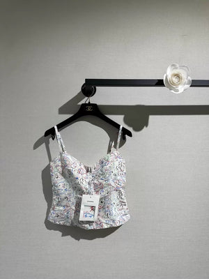 Chanel 25C White Fish Print Camisole