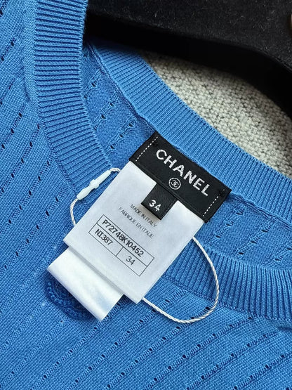 Chanel 22S Blue Knit tshirt