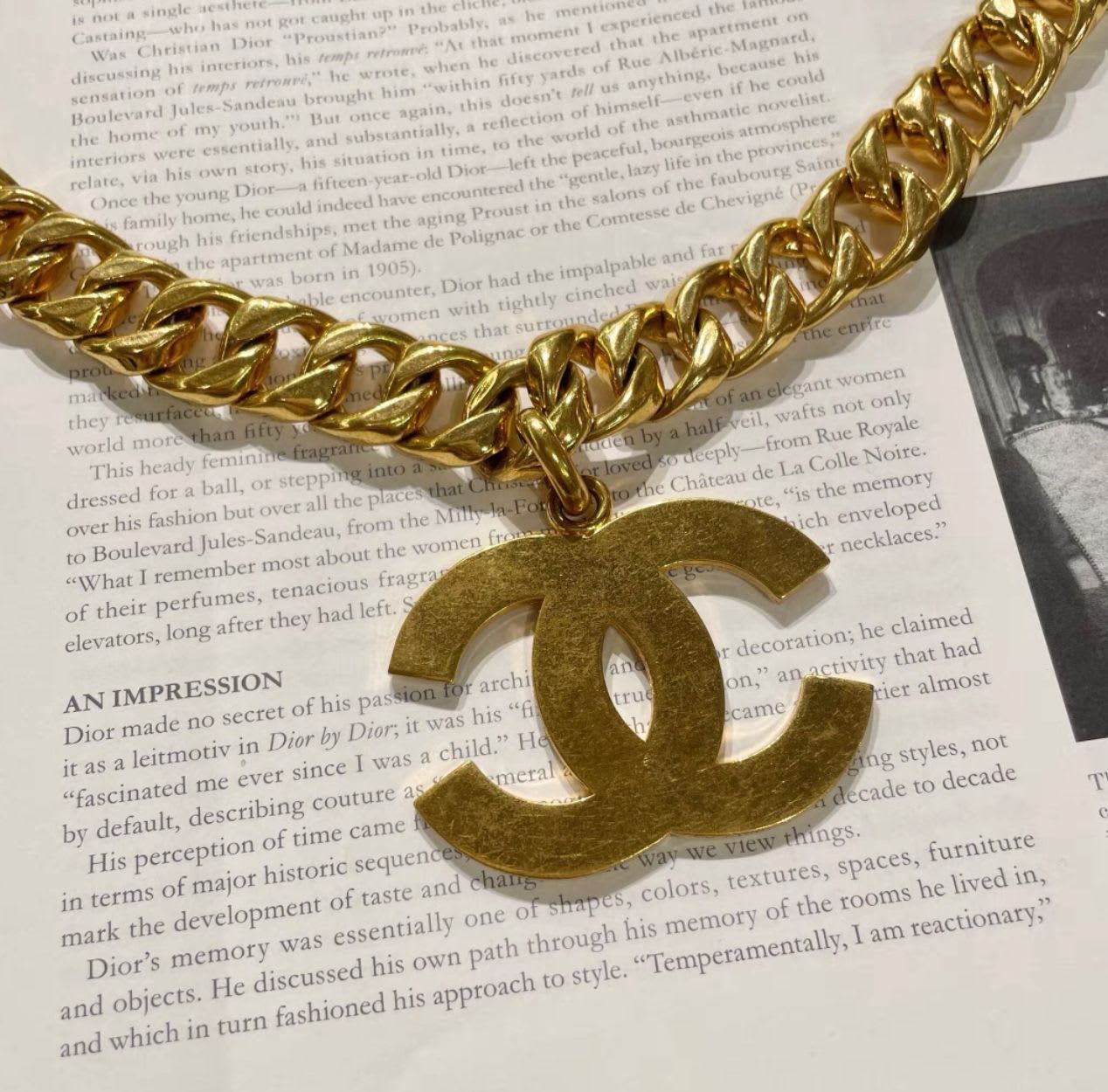 Vintage Chanel 1993 large logo necklace