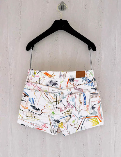 Hermes Colourful Graffiti Denim Shorts Size 34