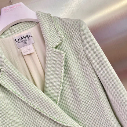 Chanel Green and White Tweed Suit