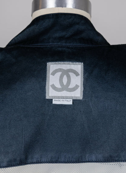 Chanel 2002 Spring/Summer Vintage Cream CC Logo Star Bomber Jacket