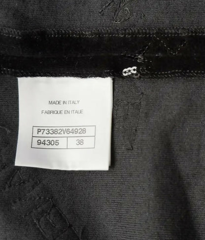 CHANEL 22B COCO NEIGE VELVET BLACK SEQUIN CC BOW SKIRT FR 38