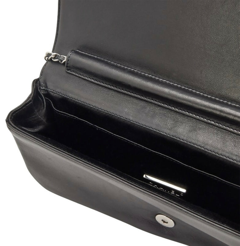 Rare Chanel 2011 Lambskin Black Butterfly Ornament Clutch Crossbody Flap Bag