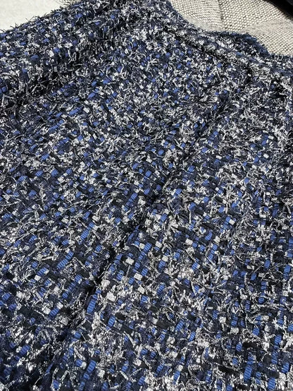 Chanel Spring/Summer 2018 Deep Blue Skirt with Silver Thread Sequins