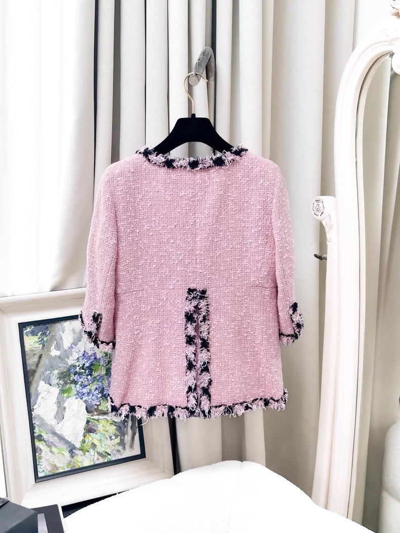 Chanel 07P Pink Tweed dress and jacket set