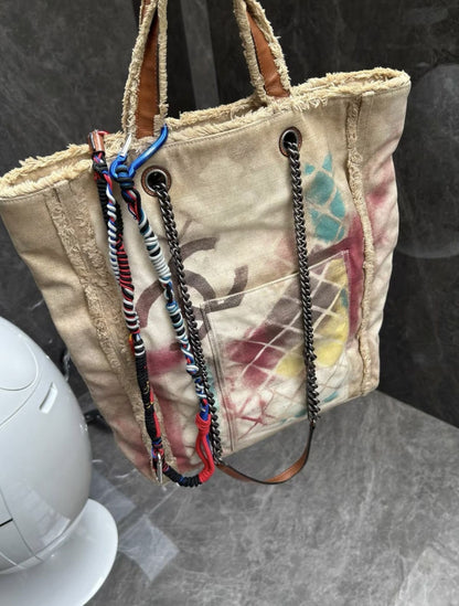 Vintage Chanel graffiti tote bag