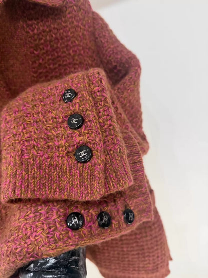 Chanel 24K brown-orange cashmere  knitted thick coat