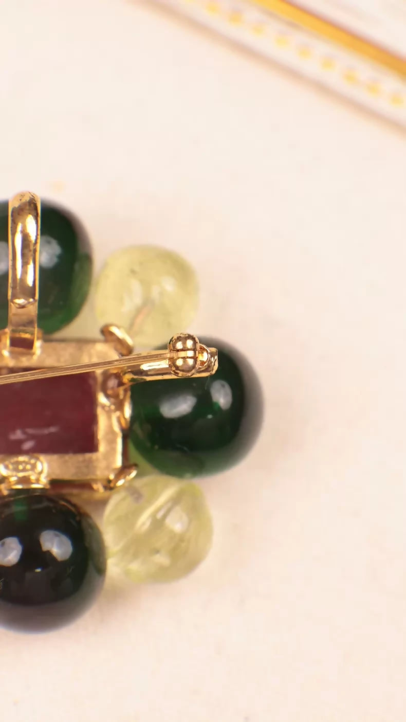 Chanel 1997 Multi-coloured Glass Brooch with Pendant