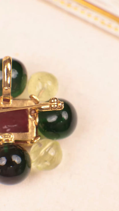 Chanel 1997 Multi-coloured Glass Brooch with Pendant