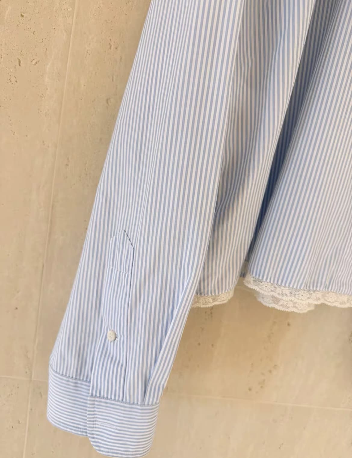 Miu Miu new blue and white lace striped shirt size 40