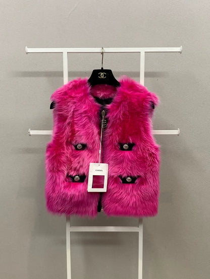 Chanel 23N Fuchsia Reversible Fur Vest