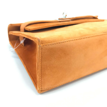 Hermes Mini Kelly Pochettes Orange Suede with palladium hardware