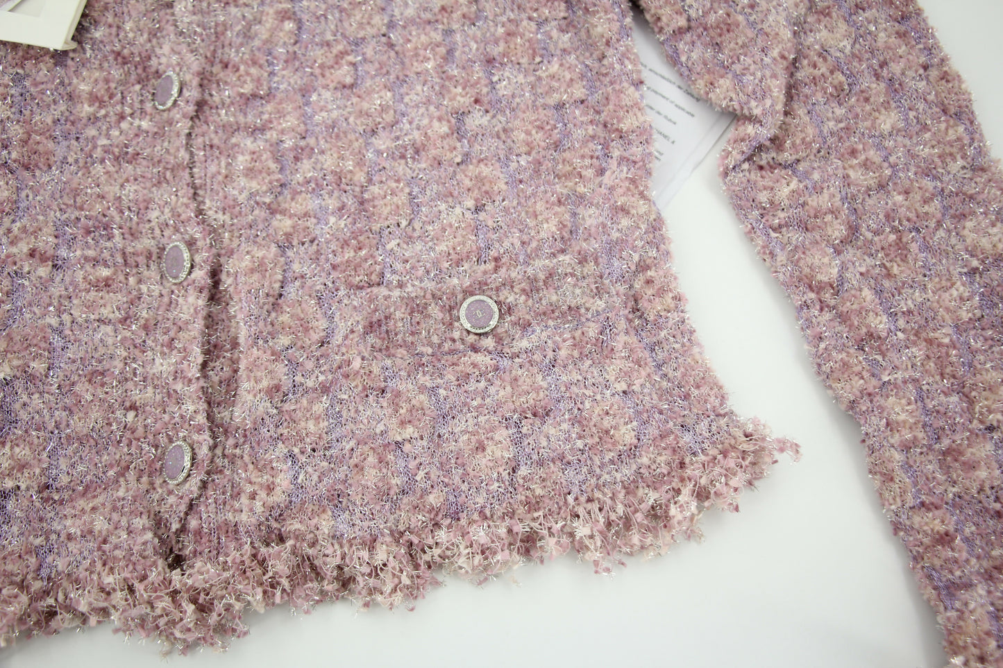 Chanel 26C Knitted Pinkish Purple Fringe Jacket
