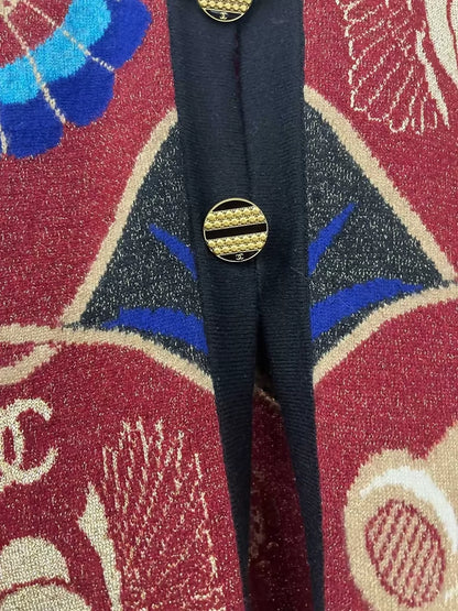 Chanel beetle print cashmere long vest