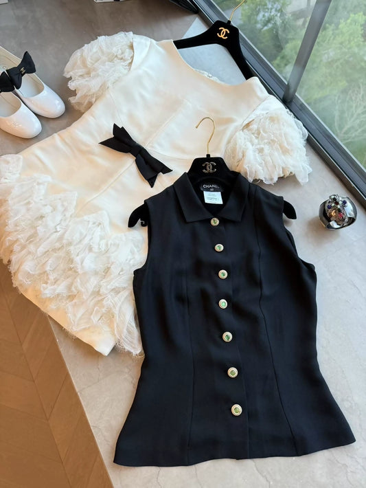 Chanel 12A Black Silk shirt