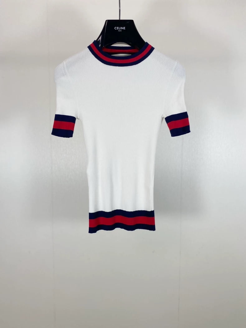 Gucci white knit short-sleeved top