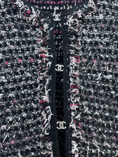 Chanel 24B black tweed cardigan