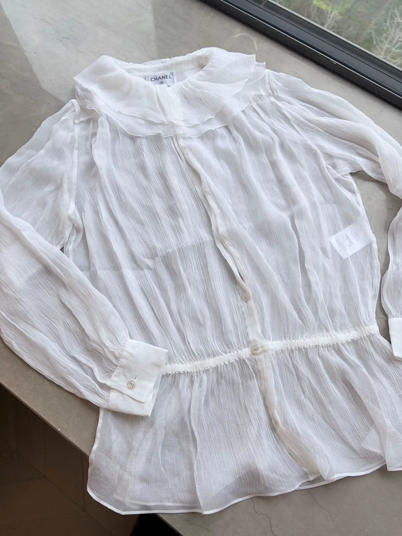 Chanel 25s white silk shirt