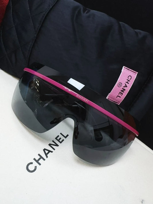 Chanel Pink Stripe Logo Ski Sunglasses