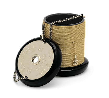 Chanel Limited Edition Runway Spool Evening Bag Gold & Black Lucite – Fall 2016
